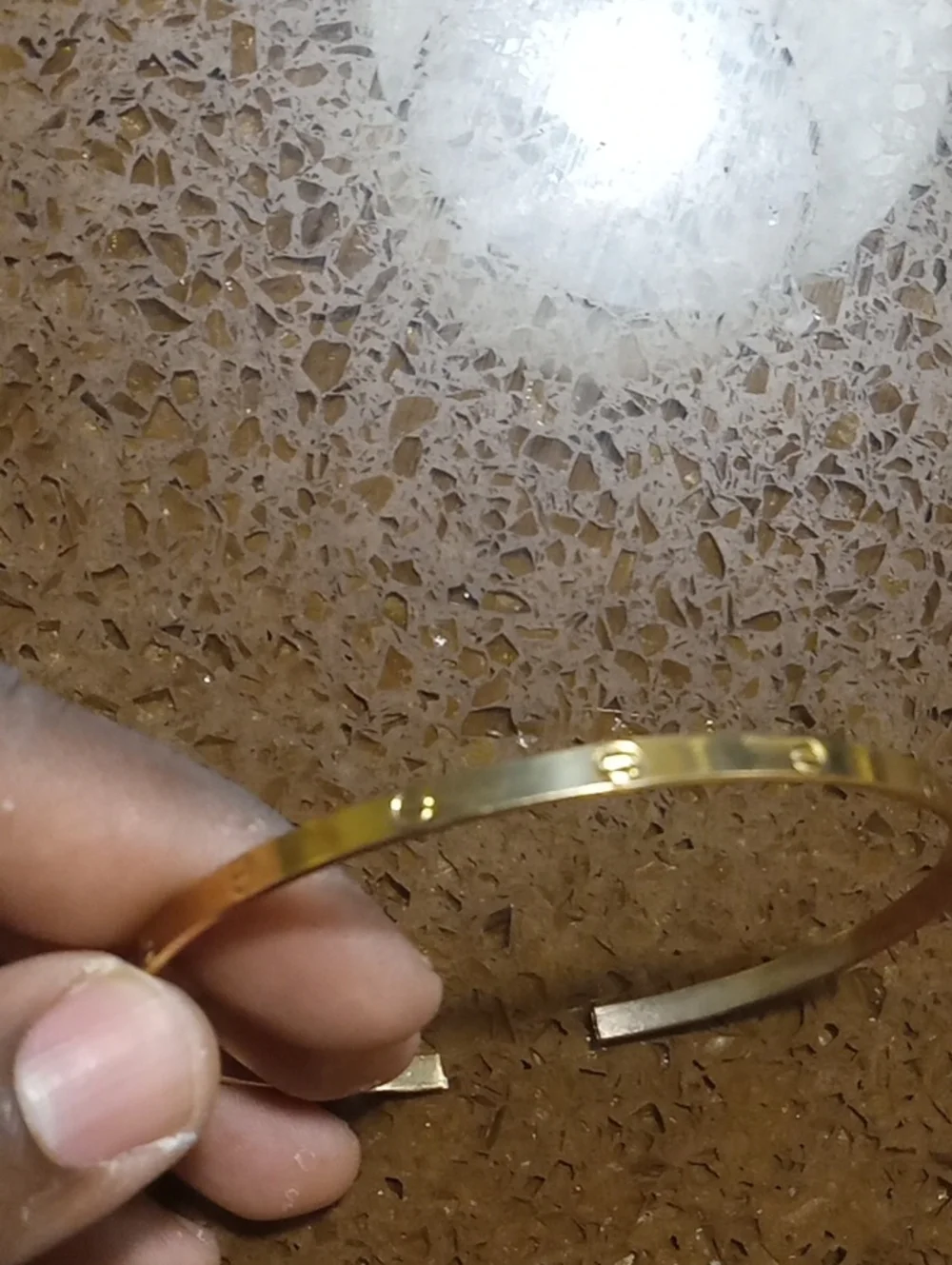 Iron Goldplated Cuff Bracelet with Screw Motif Hand Made